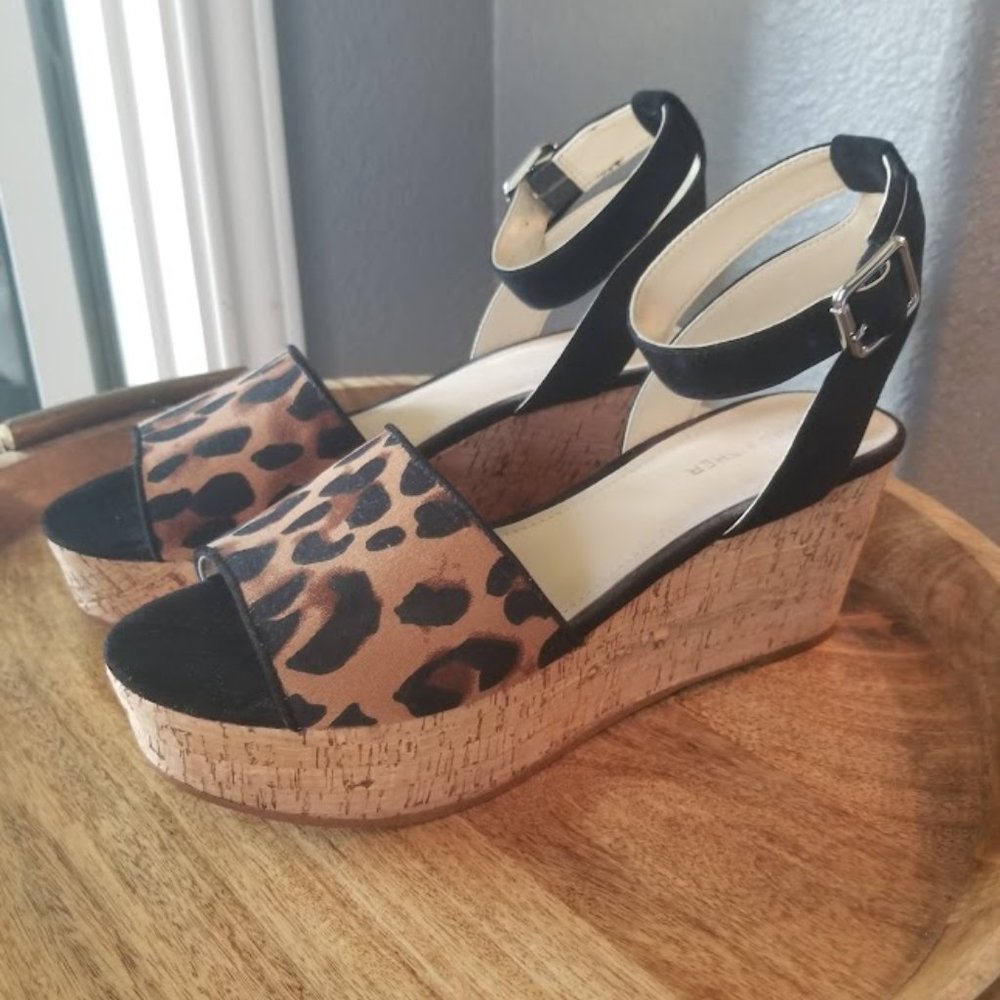 MARC FISCHER Wedge Sandals, Animal Print, Sz9M